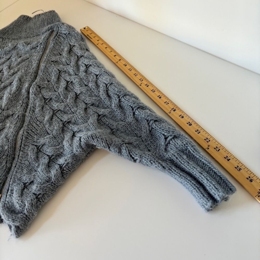 Free People Oversized Wool/Alpaca Grey/Blue Sweater Silver Zippers Sz S - Picture 7 of 10